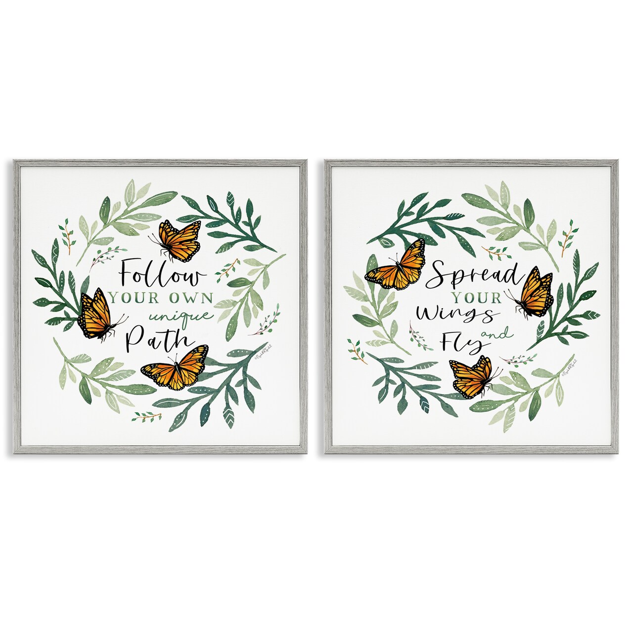 Stupell Industries Spread Your Wings and Follow Path 2pc Framed Giclee Set, design by Elizabeth Tyndall